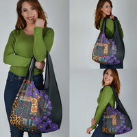Africa Violets Flowers Grocery Bag Mix Native Tribal Pattern