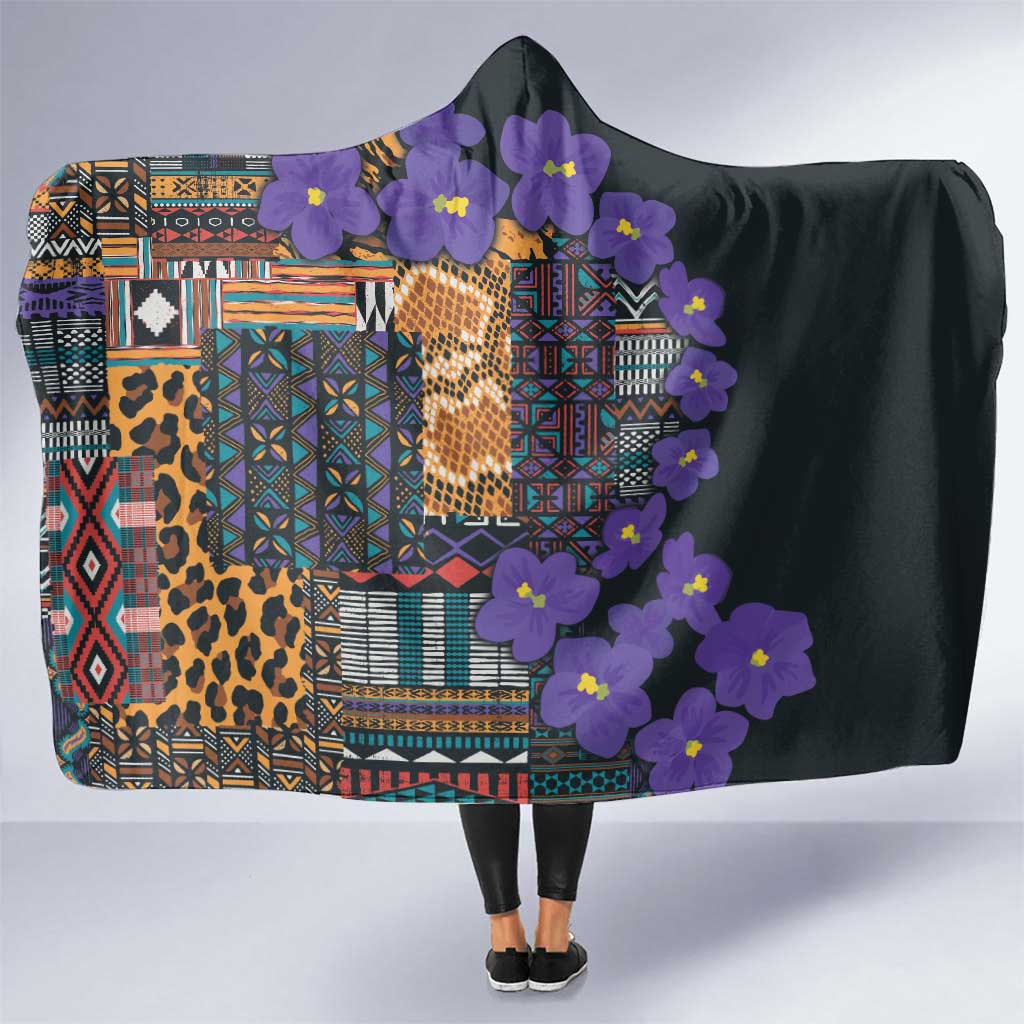 Africa Violets Flowers Hooded Blanket Mix Native Tribal Pattern