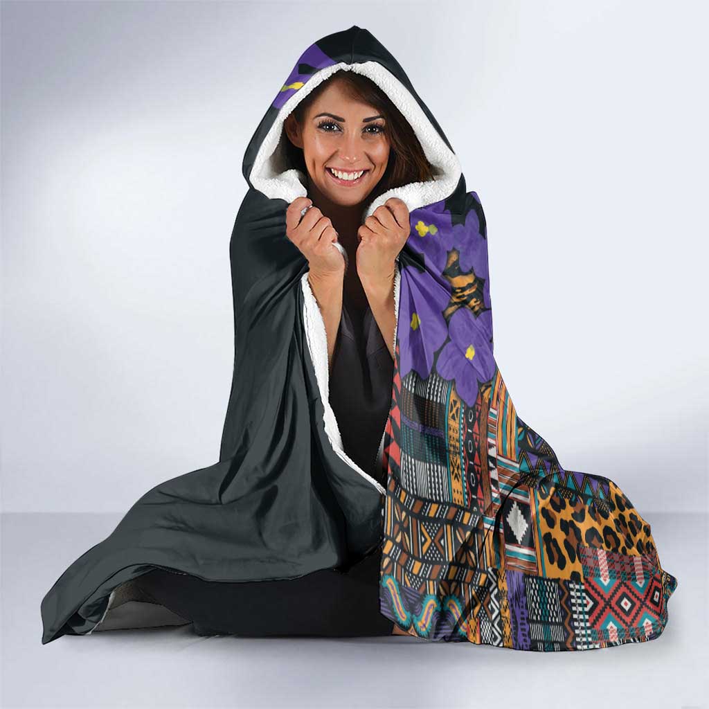 Africa Violets Flowers Hooded Blanket Mix Native Tribal Pattern