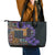 Africa Violets Flowers Leather Tote Bag Mix Native Tribal Pattern - Wonder Print Shop