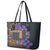 Africa Violets Flowers Leather Tote Bag Mix Native Tribal Pattern - Wonder Print Shop