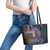 Africa Violets Flowers Leather Tote Bag Mix Native Tribal Pattern - Wonder Print Shop