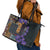 Africa Violets Flowers Leather Tote Bag Mix Native Tribal Pattern - Wonder Print Shop