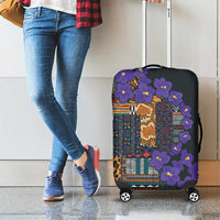 Africa Violets Flowers Luggage Cover Mix Native Tribal Pattern - Wonder Print Shop
