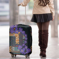 Africa Violets Flowers Luggage Cover Mix Native Tribal Pattern - Wonder Print Shop