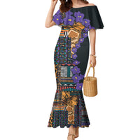 Africa Violets Flowers Mermaid Dress Mix Native Tribal Pattern - Wonder Print Shop