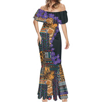 Africa Violets Flowers Mermaid Dress Mix Native Tribal Pattern - Wonder Print Shop