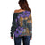Africa Violets Flowers Off Shoulder Sweater Mix Native Tribal Pattern - Wonder Print Shop