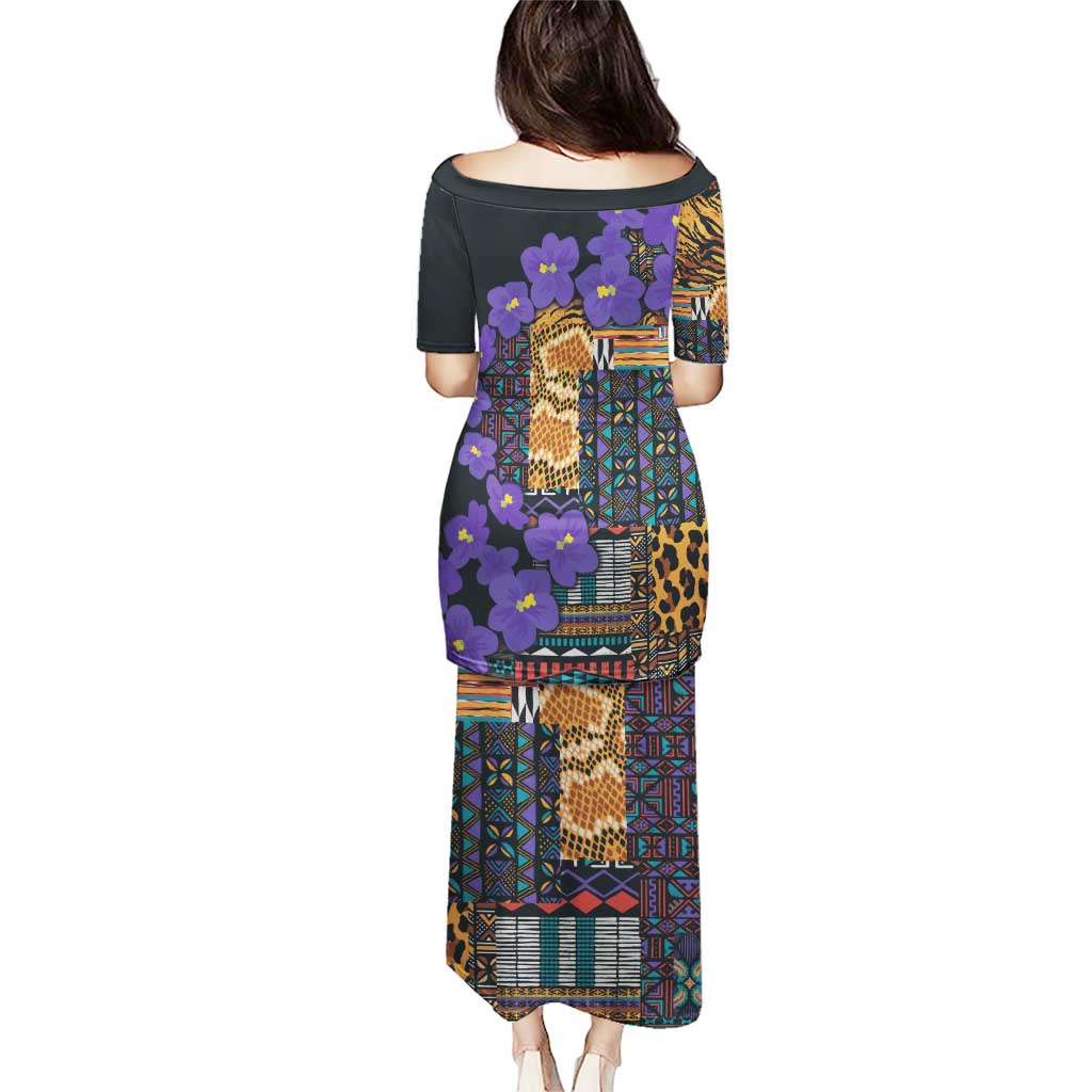 Africa Violets Flowers Puletasi Mix Native Tribal Pattern - Wonder Print Shop