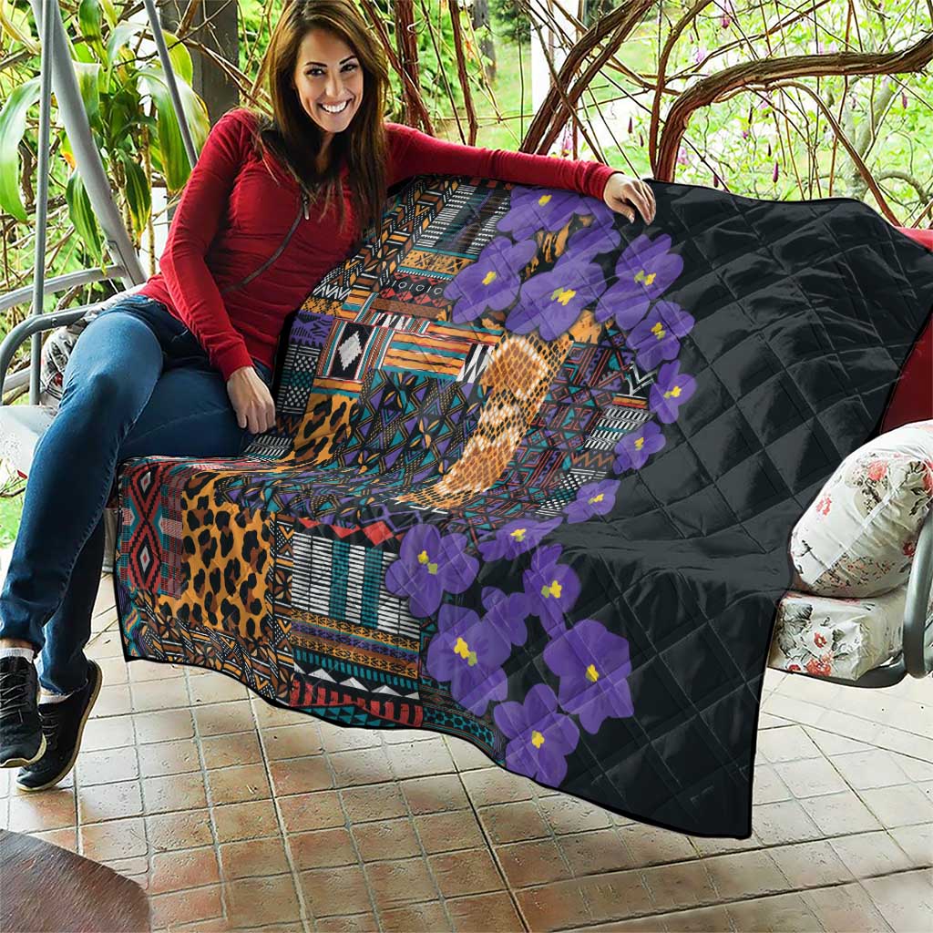 Africa Violets Flowers Quilt Mix Native Tribal Pattern - Wonder Print Shop
