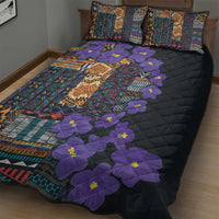 Africa Violets Flowers Quilt Bed Set Mix Native Tribal Pattern - Wonder Print Shop