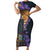Africa Violets Flowers Short Sleeve Bodycon Dress Mix Native Tribal Pattern - Wonder Print Shop
