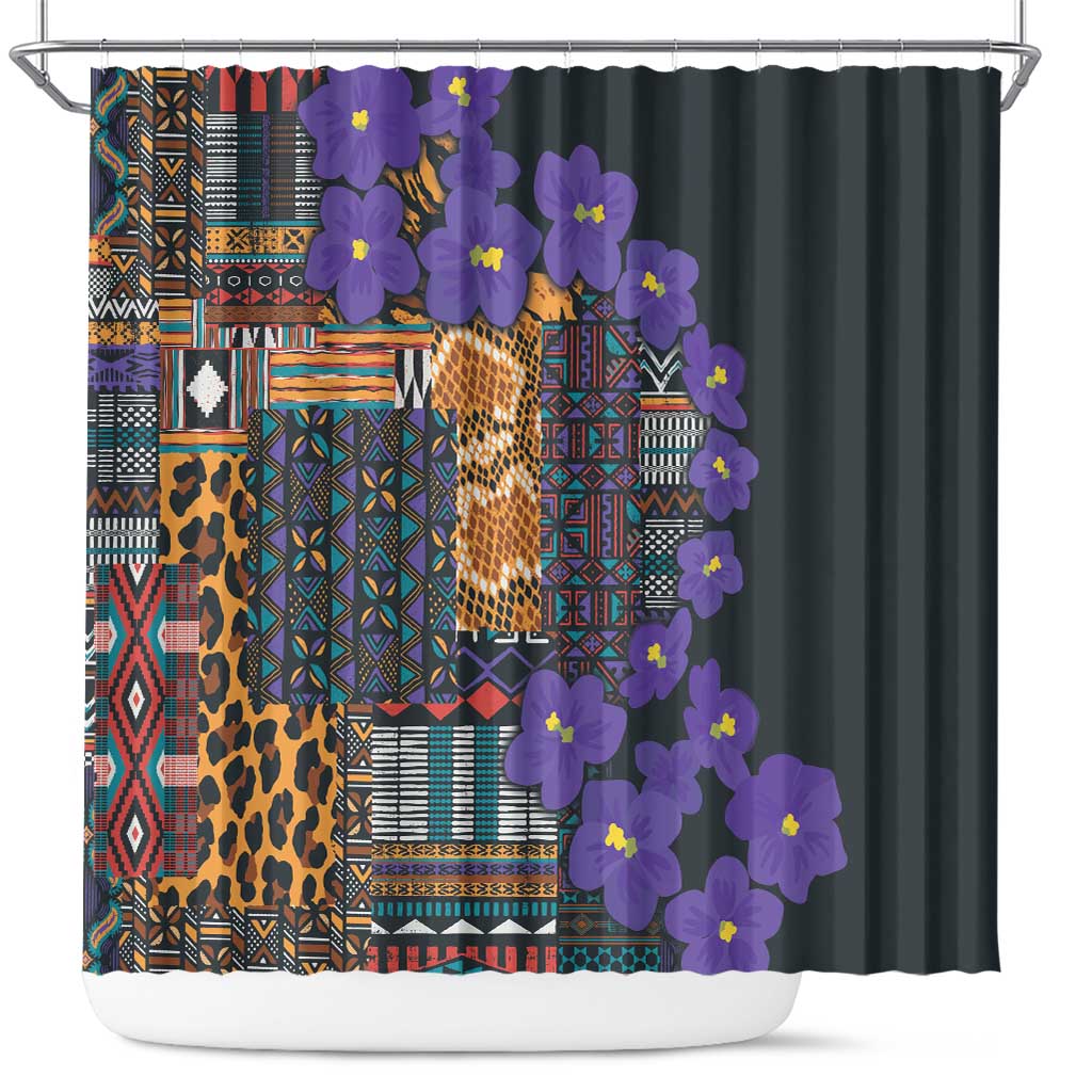 Africa Violets Flowers Shower Curtain Mix Native Tribal Pattern