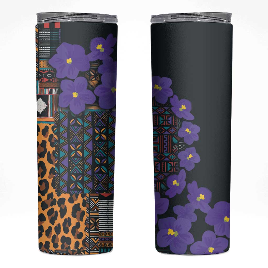 Africa Violets Flowers Skinny Tumbler Mix Native Tribal Pattern - Wonder Print Shop