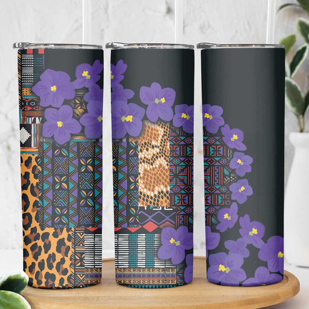 Africa Violets Flowers Skinny Tumbler Mix Native Tribal Pattern - Wonder Print Shop