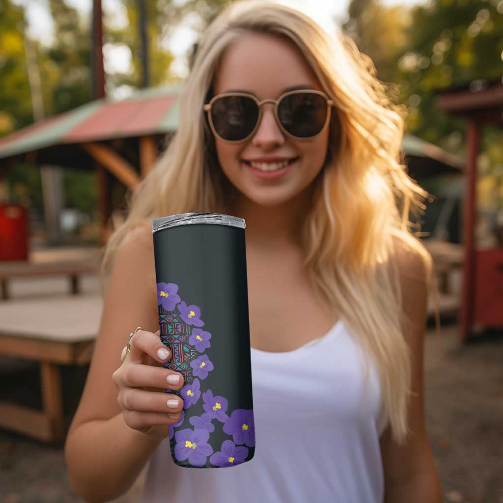 Africa Violets Flowers Skinny Tumbler Mix Native Tribal Pattern - Wonder Print Shop