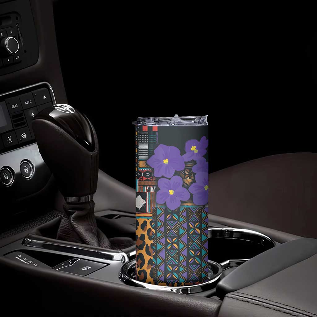 Africa Violets Flowers Skinny Tumbler Mix Native Tribal Pattern - Wonder Print Shop