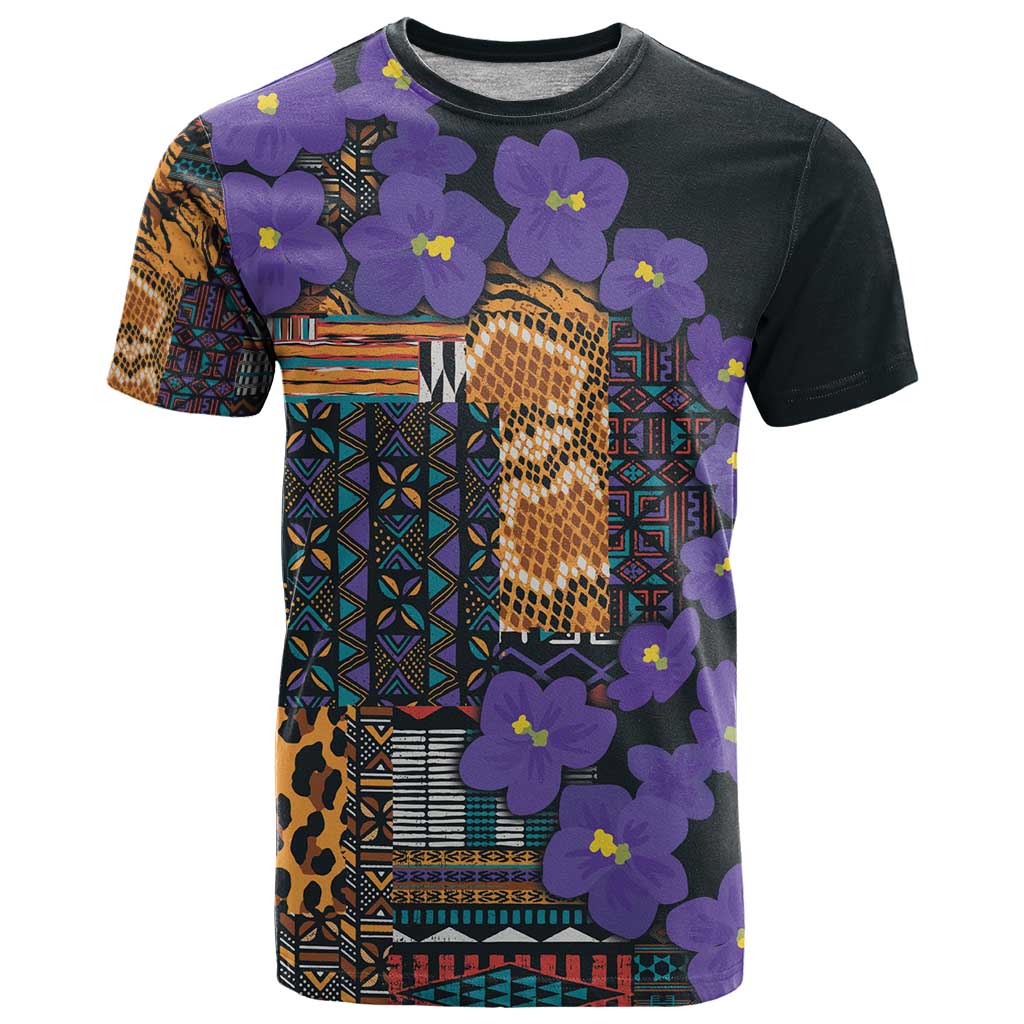 Africa Violets Flowers T Shirt Mix Native Tribal Pattern - Wonder Print Shop