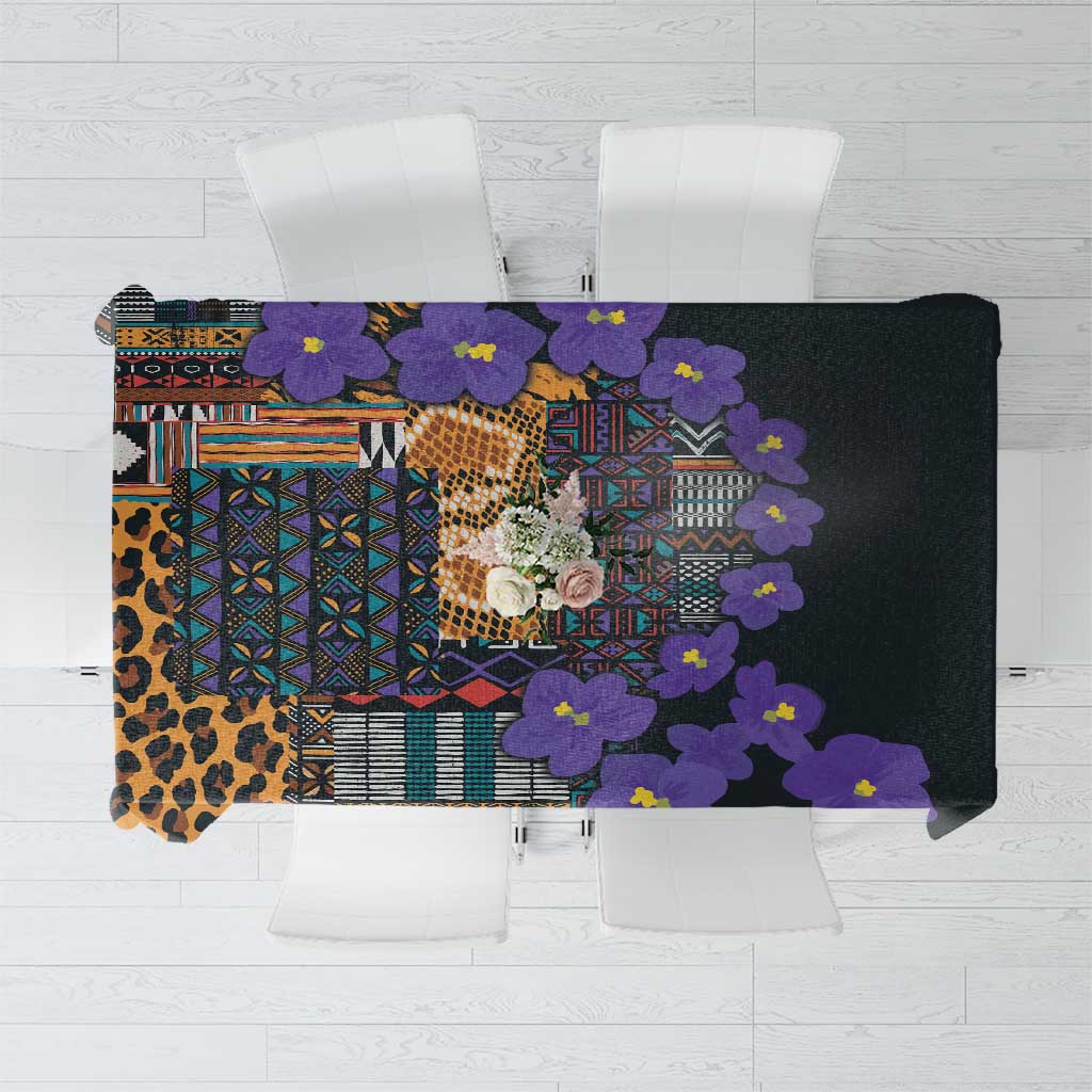Africa Violets Flowers Tablecloth Mix Native Tribal Pattern - Wonder Print Shop