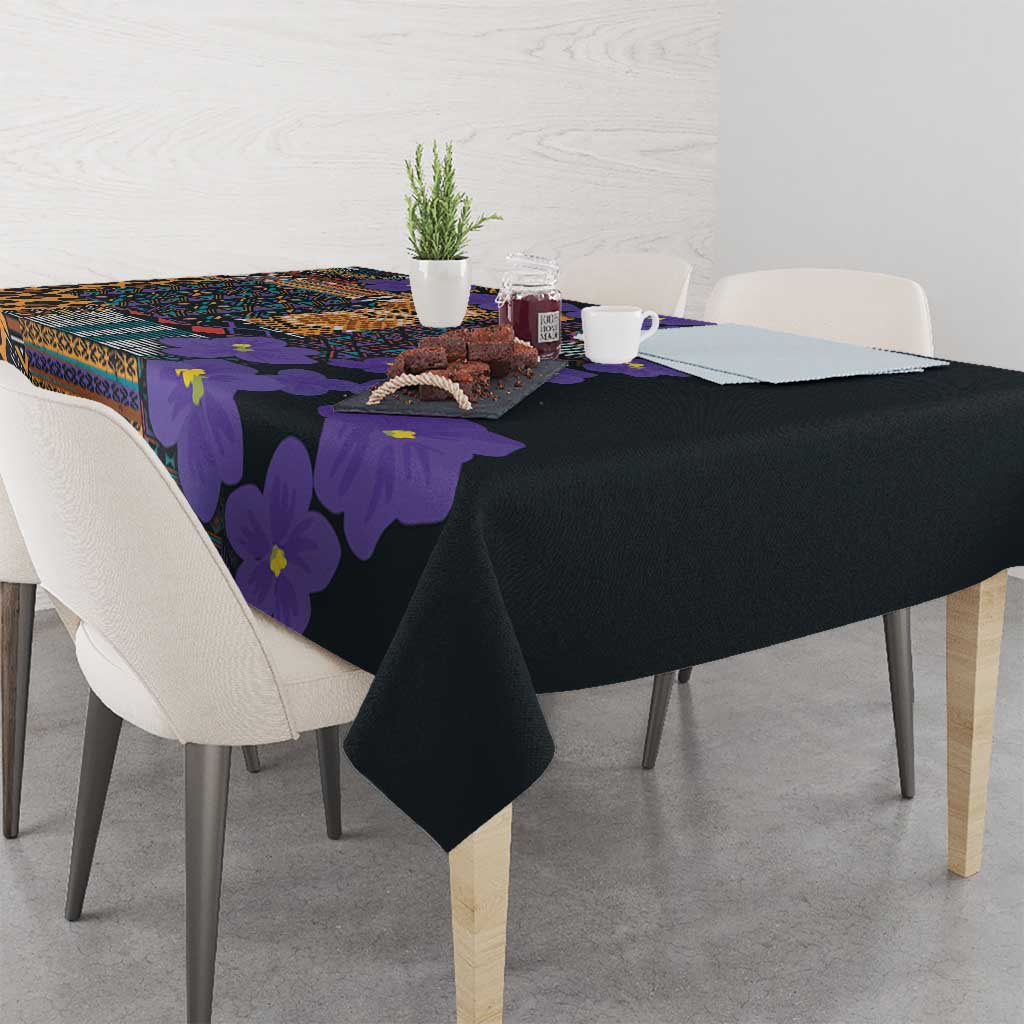 Africa Violets Flowers Tablecloth Mix Native Tribal Pattern - Wonder Print Shop