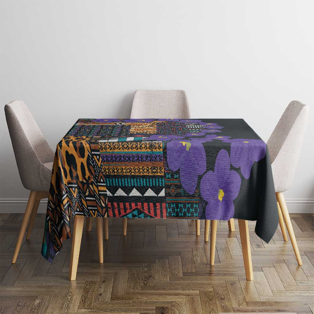 Africa Violets Flowers Tablecloth Mix Native Tribal Pattern - Wonder Print Shop