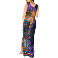 Africa Violets Flowers Tank Maxi Dress Mix Native Tribal Pattern - Wonder Print Shop