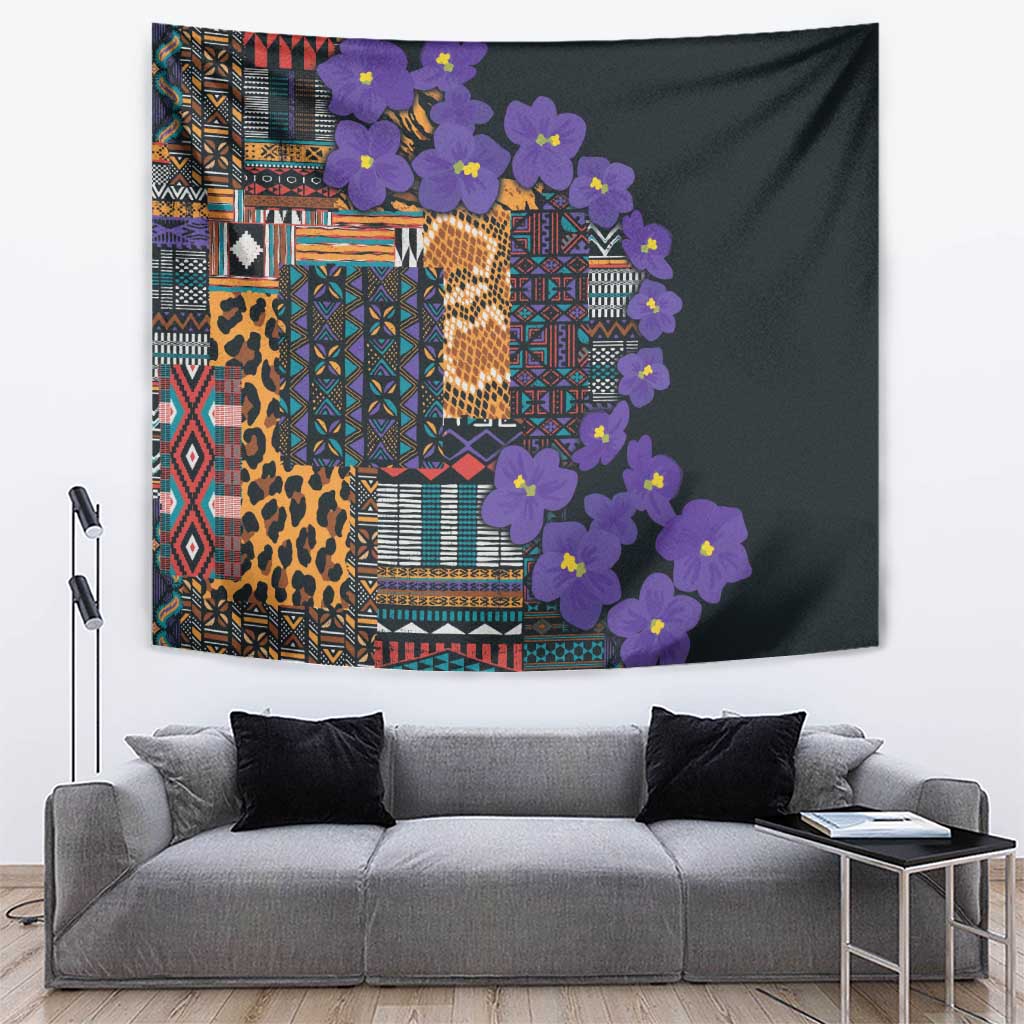 Africa Violets Flowers Tapestry Mix Native Tribal Pattern - Wonder Print Shop