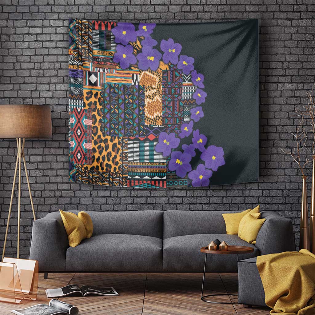 Africa Violets Flowers Tapestry Mix Native Tribal Pattern - Wonder Print Shop