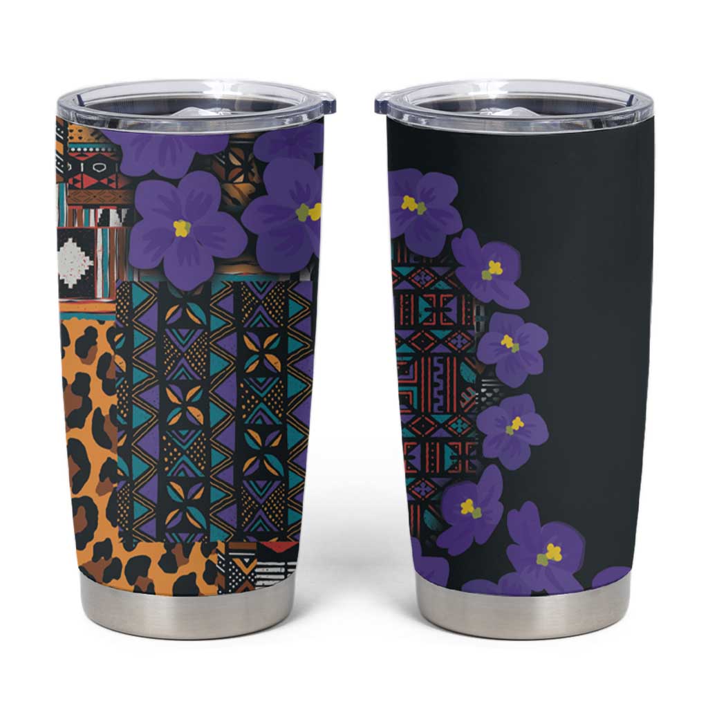 Africa Violets Flowers Tumbler Cup Mix Native Tribal Pattern - Wonder Print Shop