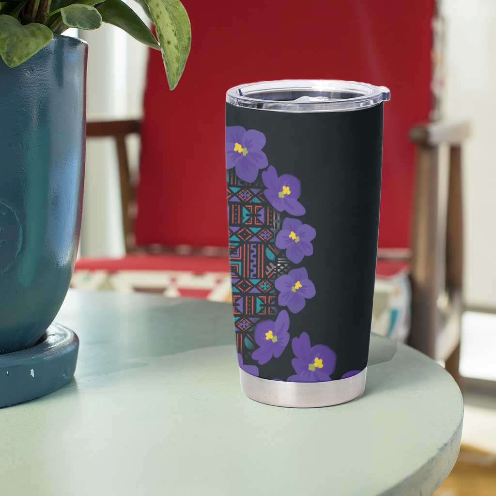 Africa Violets Flowers Tumbler Cup Mix Native Tribal Pattern - Wonder Print Shop
