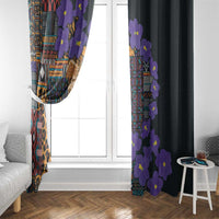 Africa Violets Flowers Window Curtain Mix Native Tribal Pattern - Wonder Print Shop