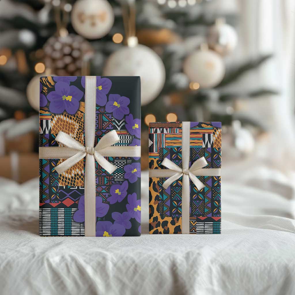 Africa Violets Flowers Wrapping Paper Mix Native Tribal Pattern - Wonder Print Shop