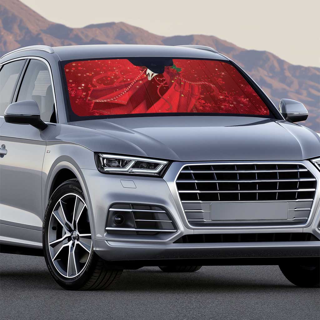 Merry Creepmas Mari Lwyd Auto Sun Shade Folklore Ghost Horse Christmas - Wonder Print Shop