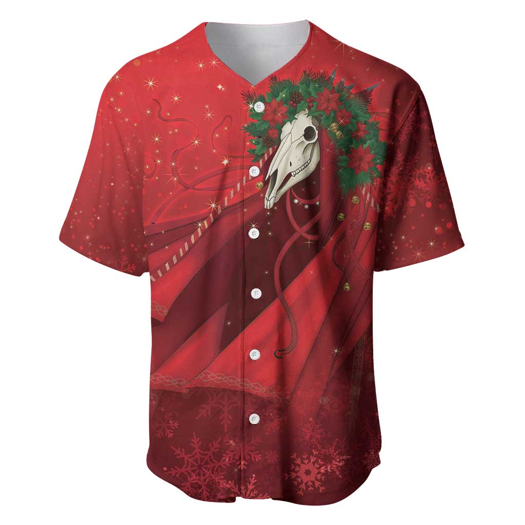 Merry Creepmas Mari Lwyd Baseball Jersey Folklore Ghost Horse Christmas - Wonder Print Shop