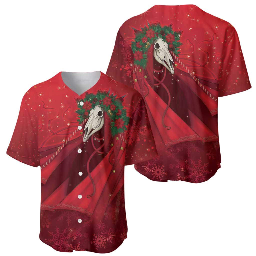 Merry Creepmas Mari Lwyd Baseball Jersey Folklore Ghost Horse Christmas - Wonder Print Shop