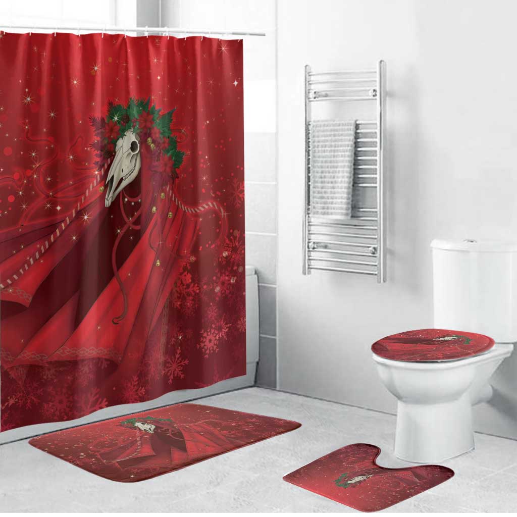 Merry Creepmas Mari Lwyd Bathroom Set Folklore Ghost Horse Christmas - Wonder Print Shop