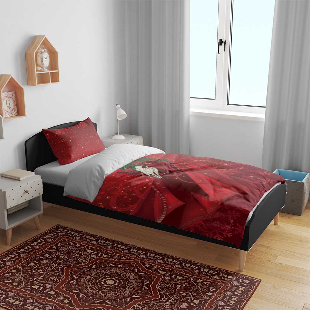 Merry Creepmas Mari Lwyd Bedding Set Folklore Ghost Horse Christmas - Wonder Print Shop