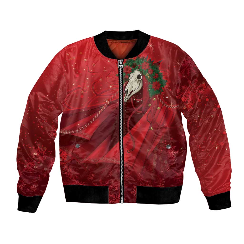 Merry Creepmas Mari Lwyd Bomber Jacket Folklore Ghost Horse Christmas - Wonder Print Shop