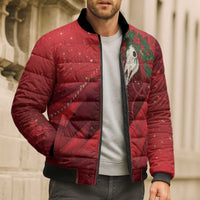 Merry Creepmas Mari Lwyd Bomber Puffer Jacket Folklore Ghost Horse Christmas - Wonder Print Shop