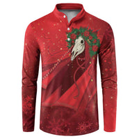 Merry Creepmas Mari Lwyd Button Sweatshirt Folklore Ghost Horse Christmas - Wonder Print Shop