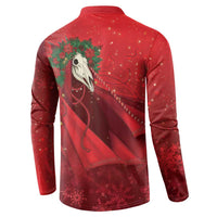 Merry Creepmas Mari Lwyd Button Sweatshirt Folklore Ghost Horse Christmas - Wonder Print Shop