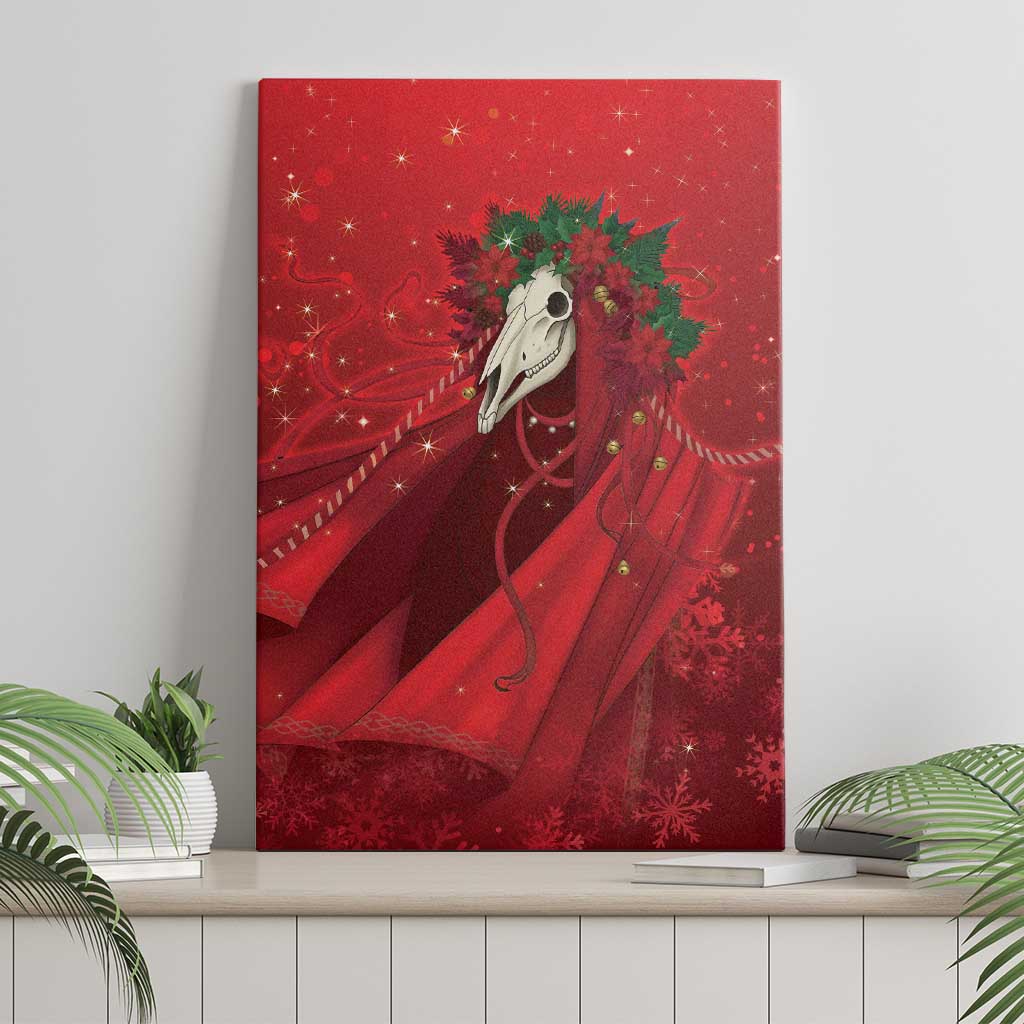 Merry Creepmas Mari Lwyd Canvas Wall Art Folklore Ghost Horse Christmas - Wonder Print Shop