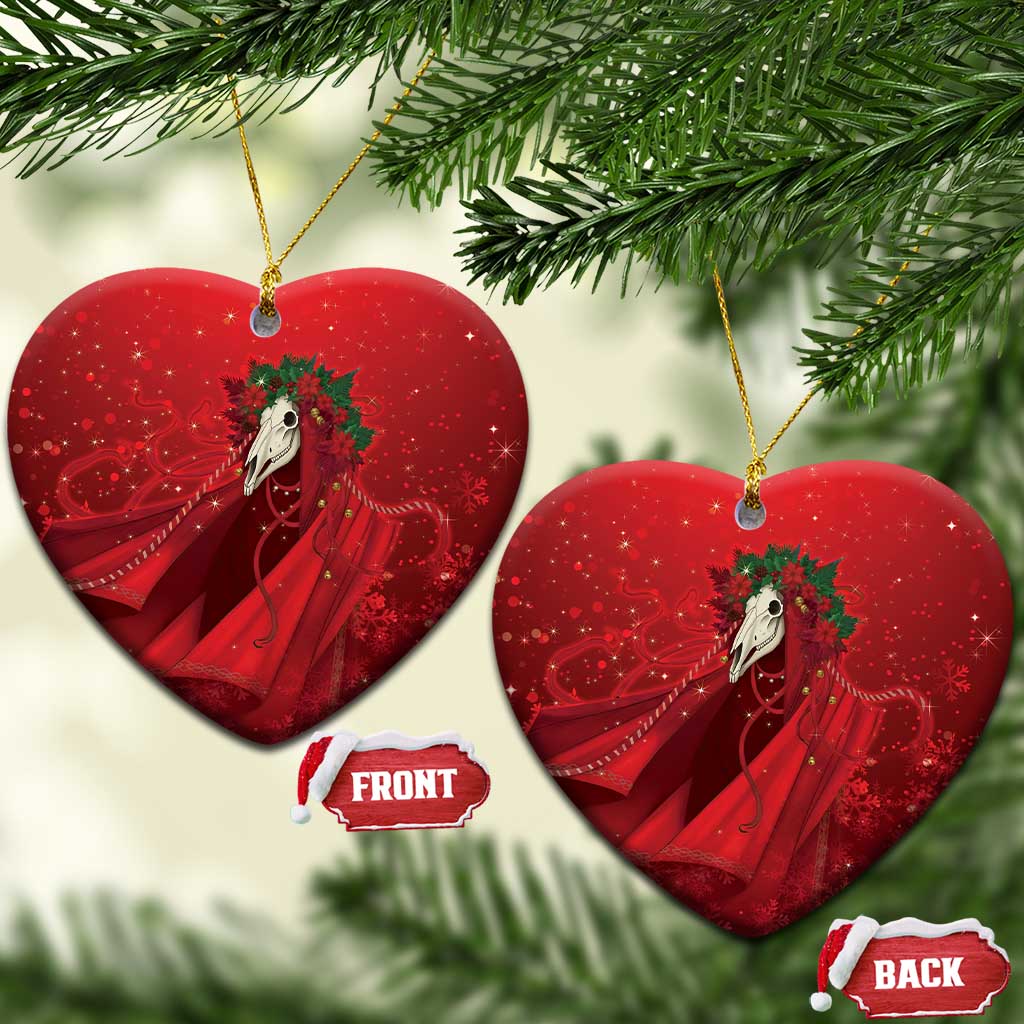 Merry Creepmas Mari Lwyd Ceramic Ornament Folklore Ghost Horse Christmas - Wonder Print Shop