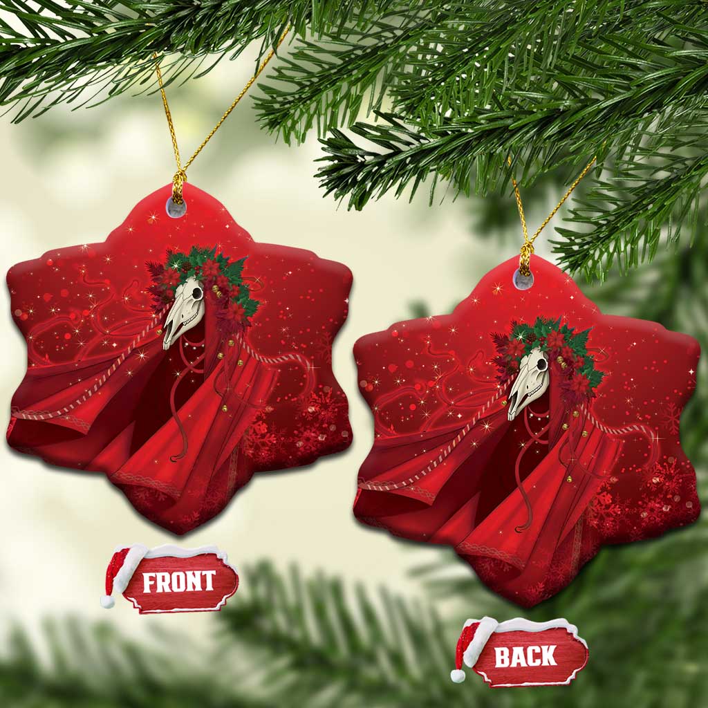 Merry Creepmas Mari Lwyd Ceramic Ornament Folklore Ghost Horse Christmas - Wonder Print Shop