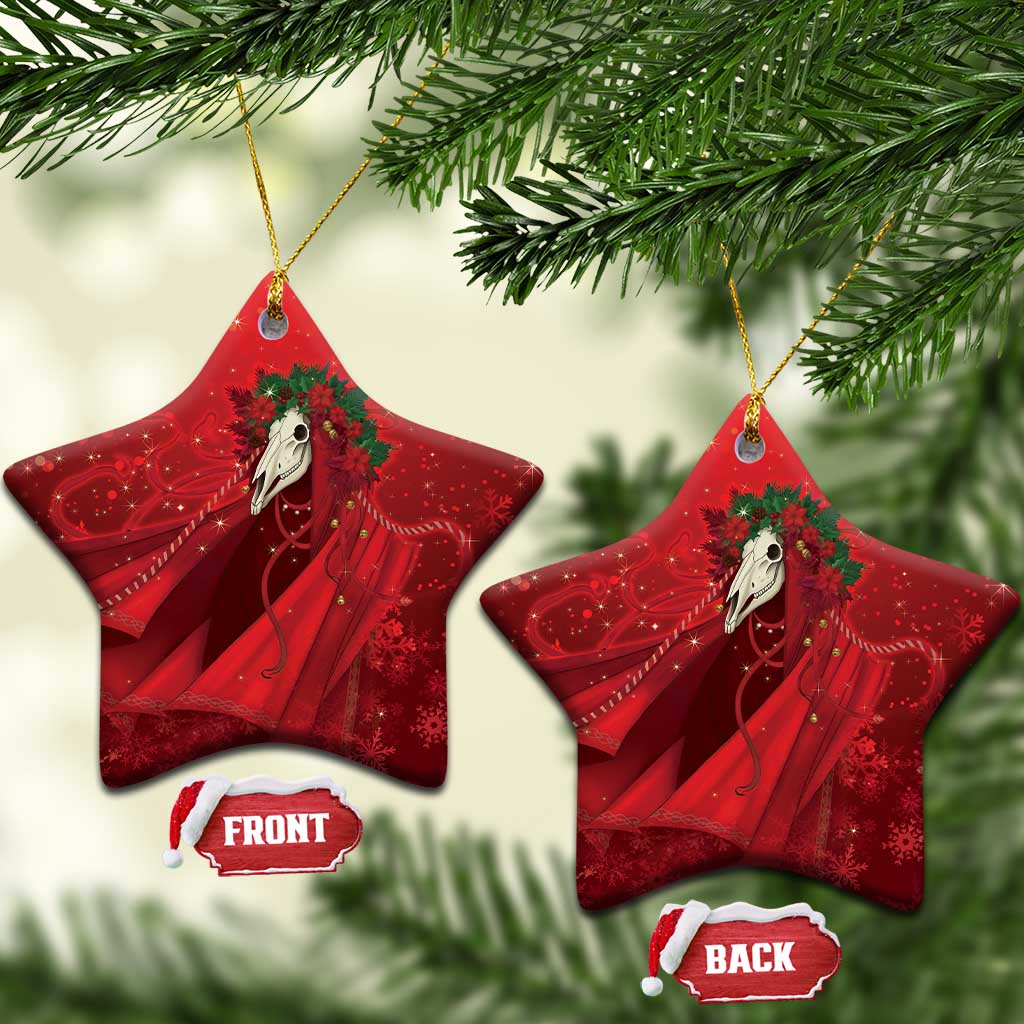 Merry Creepmas Mari Lwyd Ceramic Ornament Folklore Ghost Horse Christmas - Wonder Print Shop