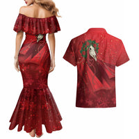 Merry Creepmas Mari Lwyd Couples Matching Mermaid Dress and Hawaiian Shirt Folklore Ghost Horse Christmas - Wonder Print Shop