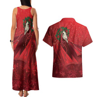 Merry Creepmas Mari Lwyd Couples Matching Tank Maxi Dress and Hawaiian Shirt Folklore Ghost Horse Christmas - Wonder Print Shop