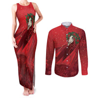 Merry Creepmas Mari Lwyd Couples Matching Tank Maxi Dress and Long Sleeve Button Shirt Folklore Ghost Horse Christmas - Wonder Print Shop