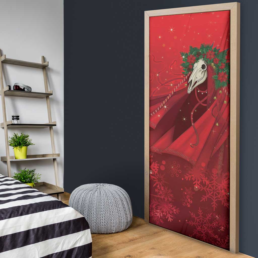 Merry Creepmas Mari Lwyd Door Cover Folklore Ghost Horse Christmas - Wonder Print Shop