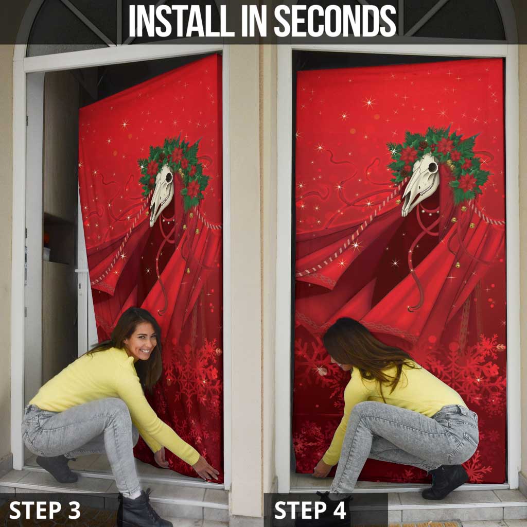 Merry Creepmas Mari Lwyd Door Cover Folklore Ghost Horse Christmas - Wonder Print Shop